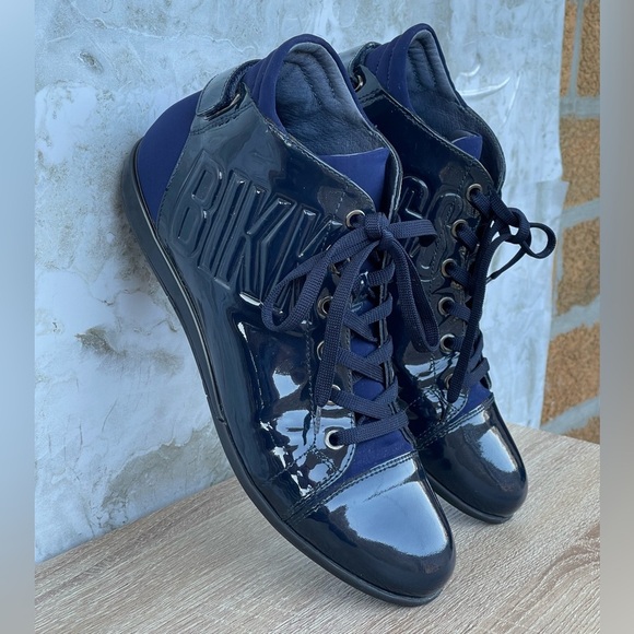 Bikkembergs Navy Patent Leather High Top Sneakers Streetwear size 40/ 9.5 - Picture 3 of 11